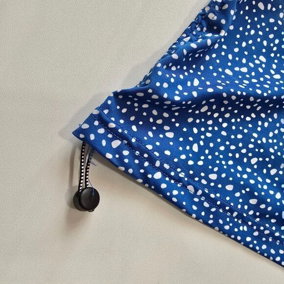 Nike Swim Sz L Water Dots Hydroguard Blue NESSC350 UPF 40+ Rashguard L Sleeve - Picture 11 of 12